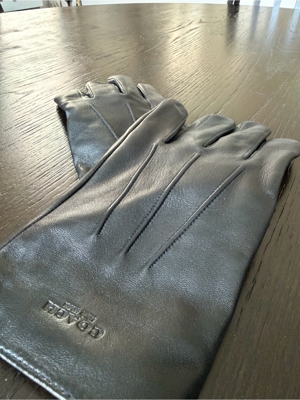 Coach Black Leather Men's Dress Gloves with Stitch Detail